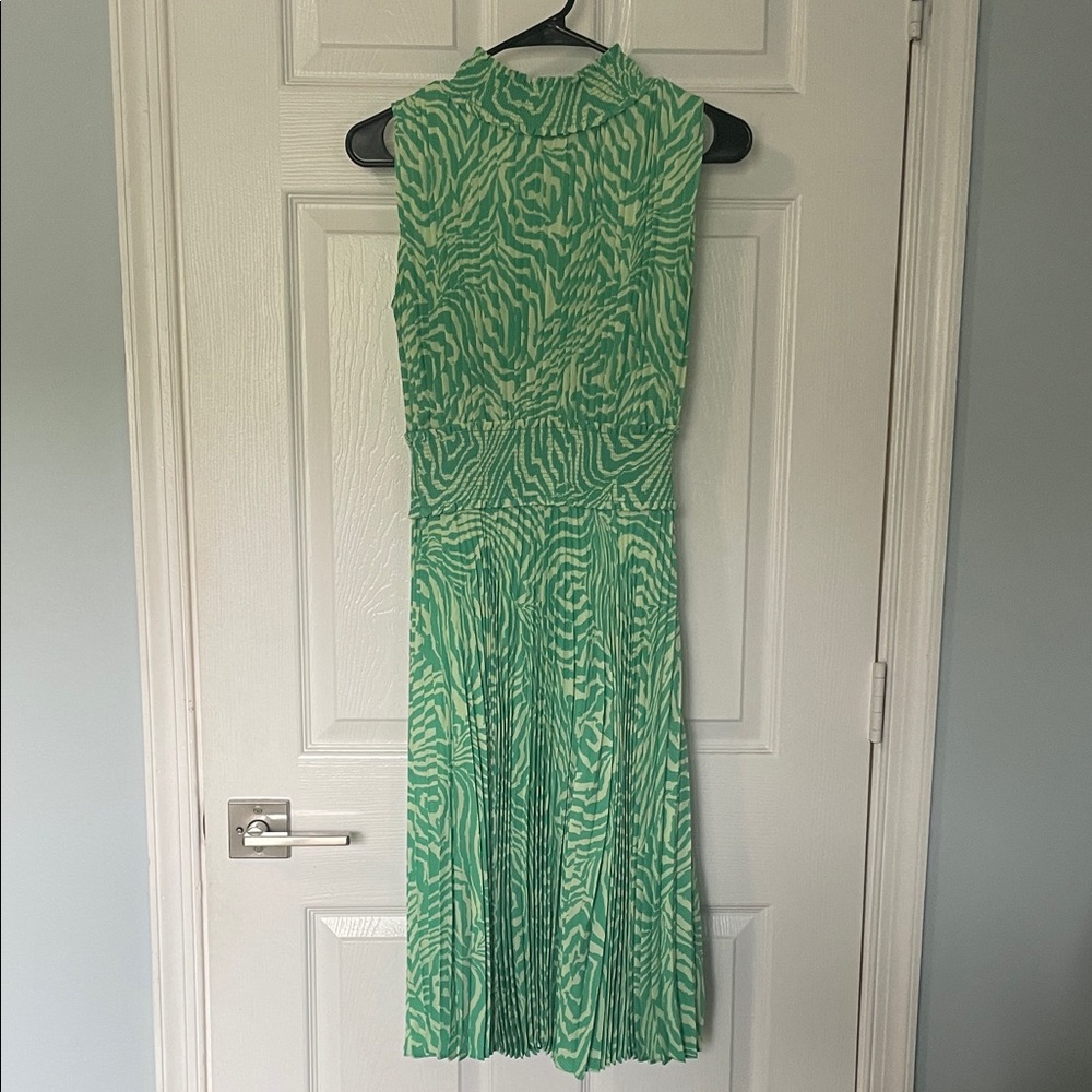 Nanette Lepore Green Zebra Print Midi Dress